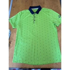 Galvin Green Shirt Mens Xl Lime Green Performance Polo All Over Print